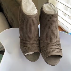 Vince Camuto open toe bootie  with zipper on the side